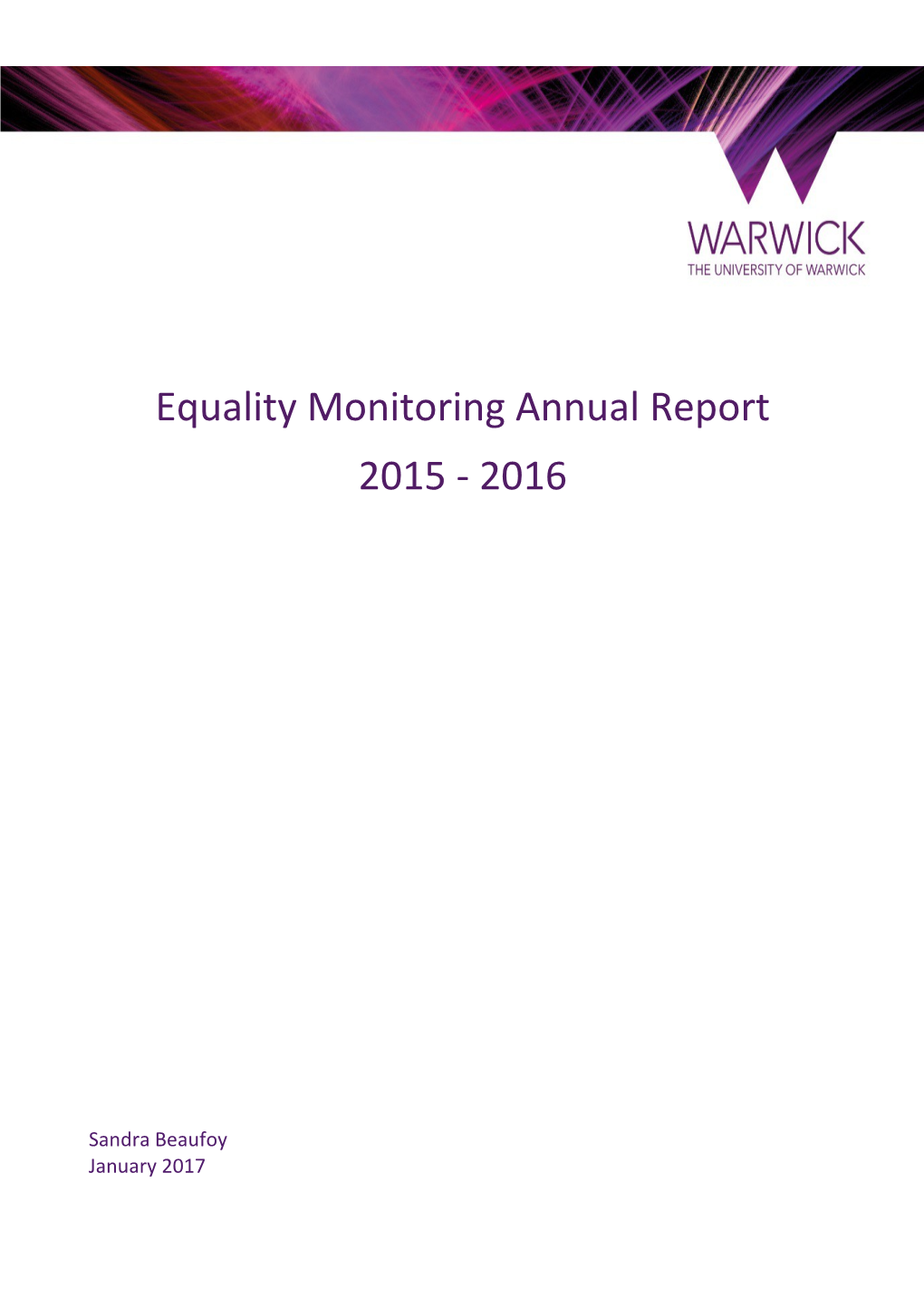 Equality Monitoring Annual Report