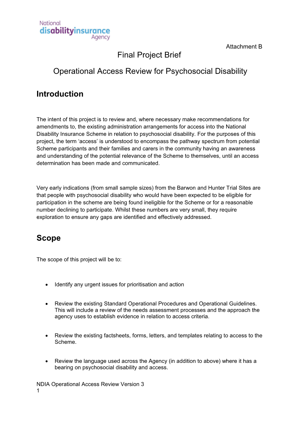 Operational Access Review for Psychosocial Disability