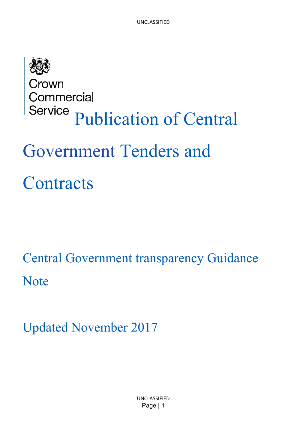Publication of Central Governmenttenders and Contracts