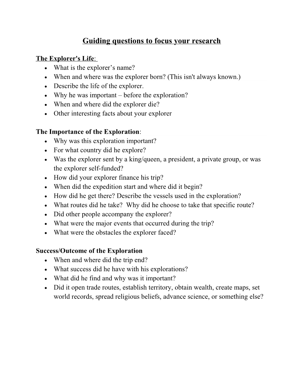 Guiding Questions to Focus Your Research