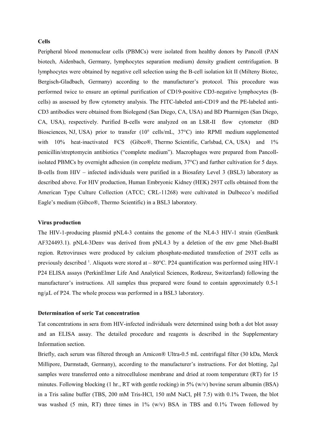 Determination of Seric Tat Concentration