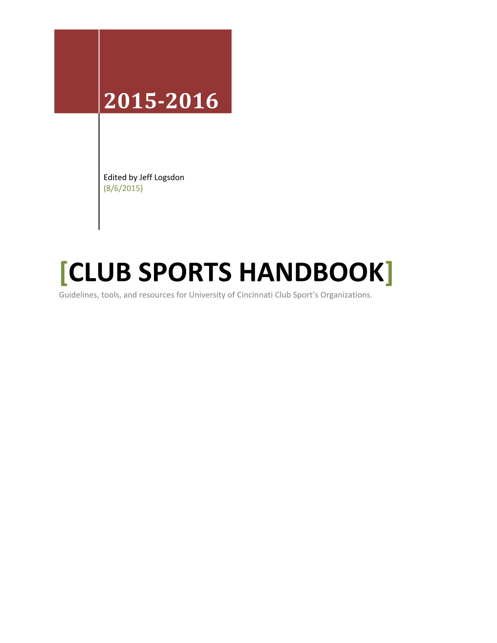 Club Sports Handbook