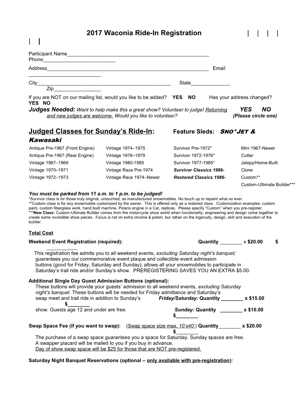 VSCA Midwest Ride-In Registration