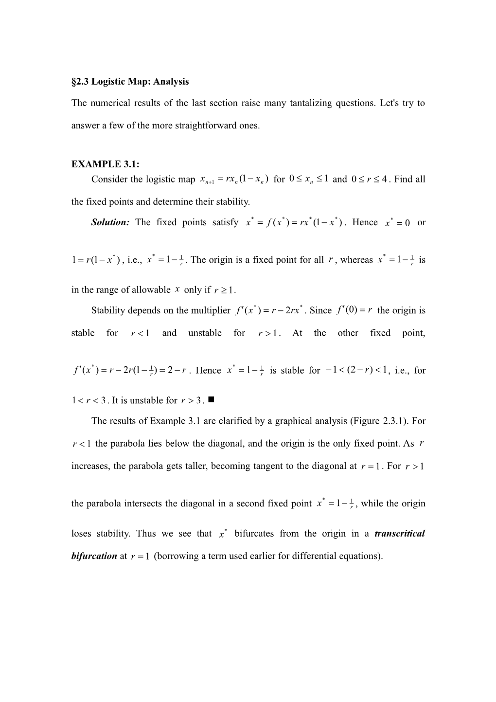 2.3 Logistic Map: Analysis