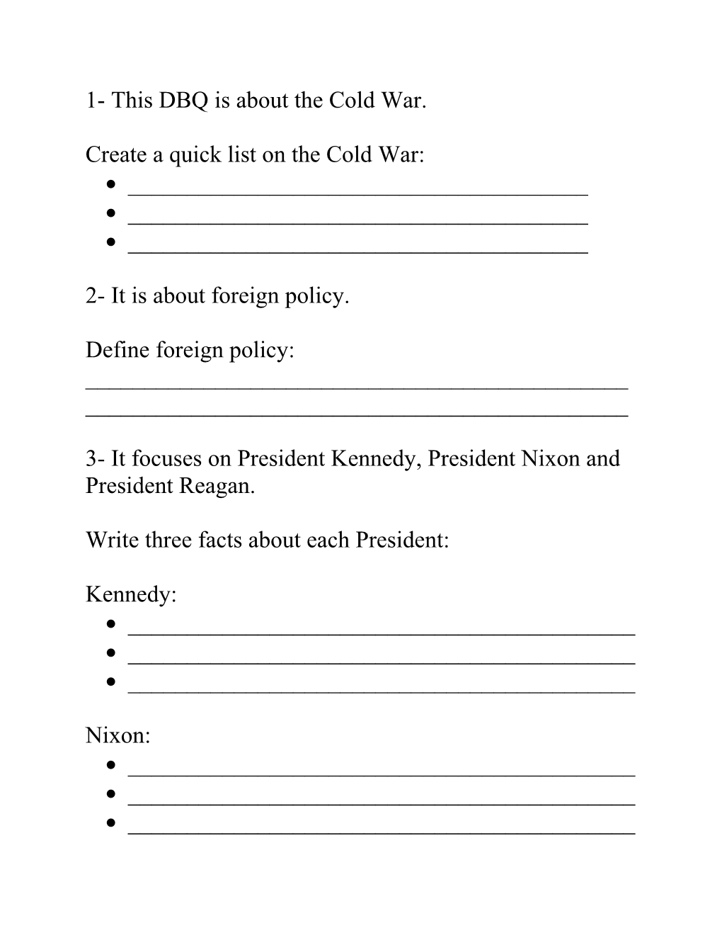 1- This DBQ Is About the Cold War