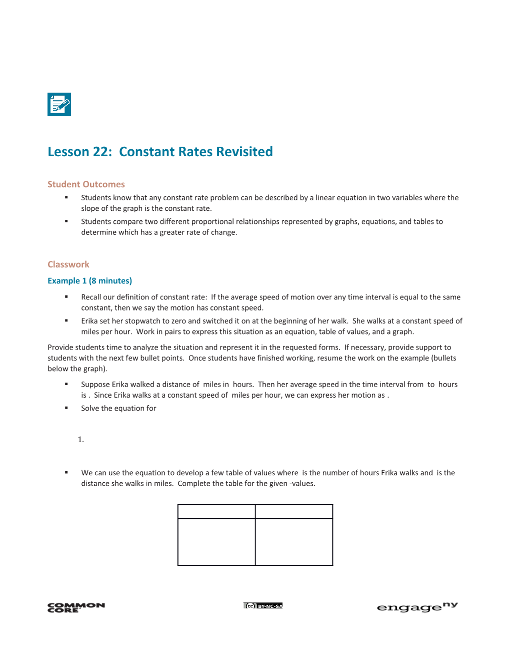 Lesson 22: Constant Rates Revisited