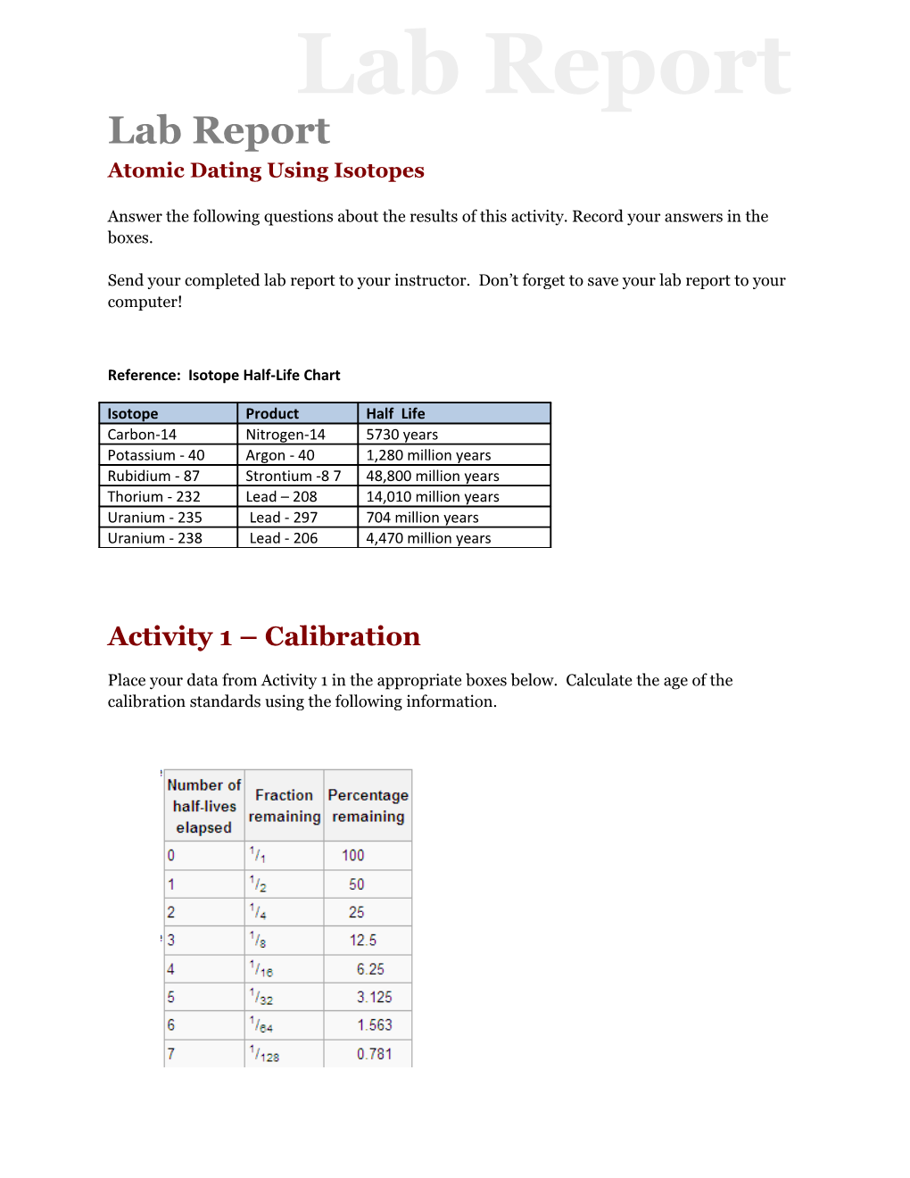 Atomic Dating Using Isotopes