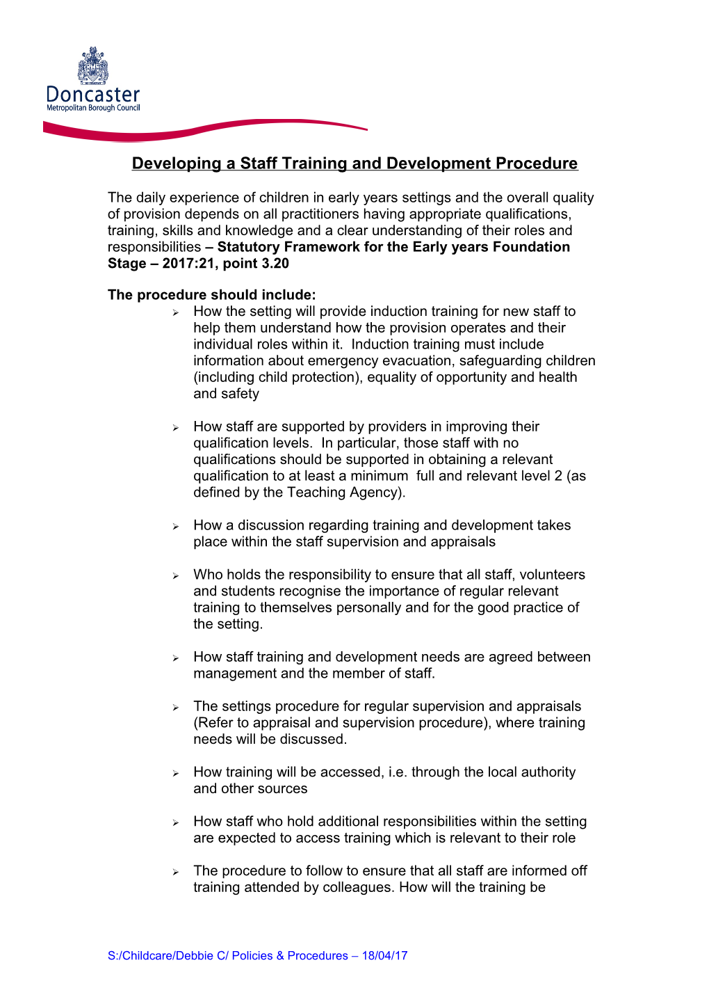 Developing a Staff Training and Development Procedure