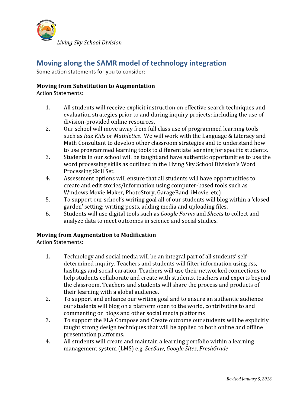 Moving Along the SAMR Model of Technology Integration