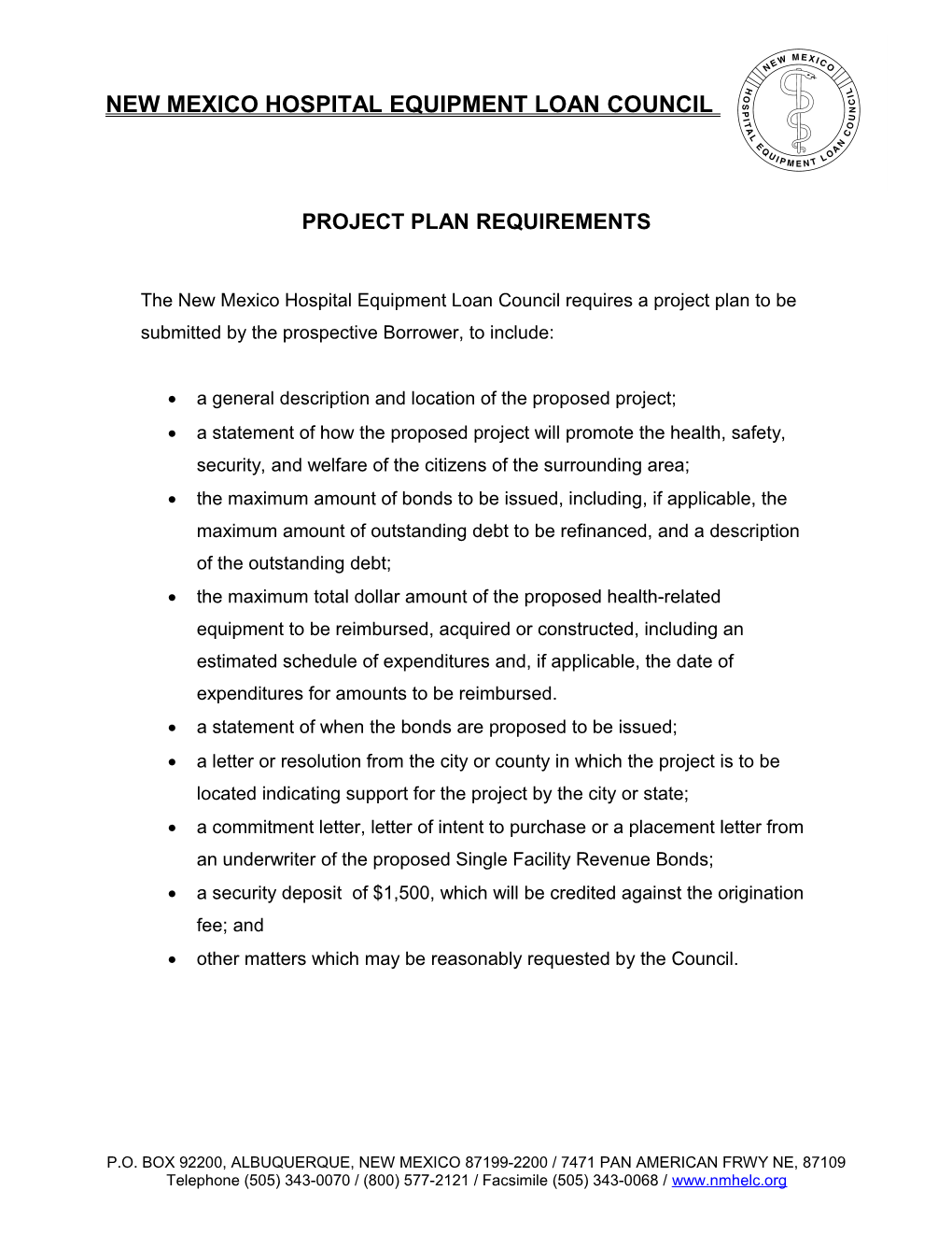 Project Plan Requirements