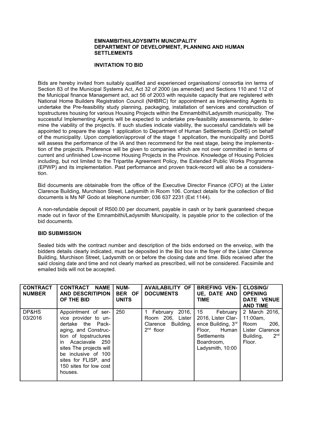 Department of Development, Planning and Human Settlements