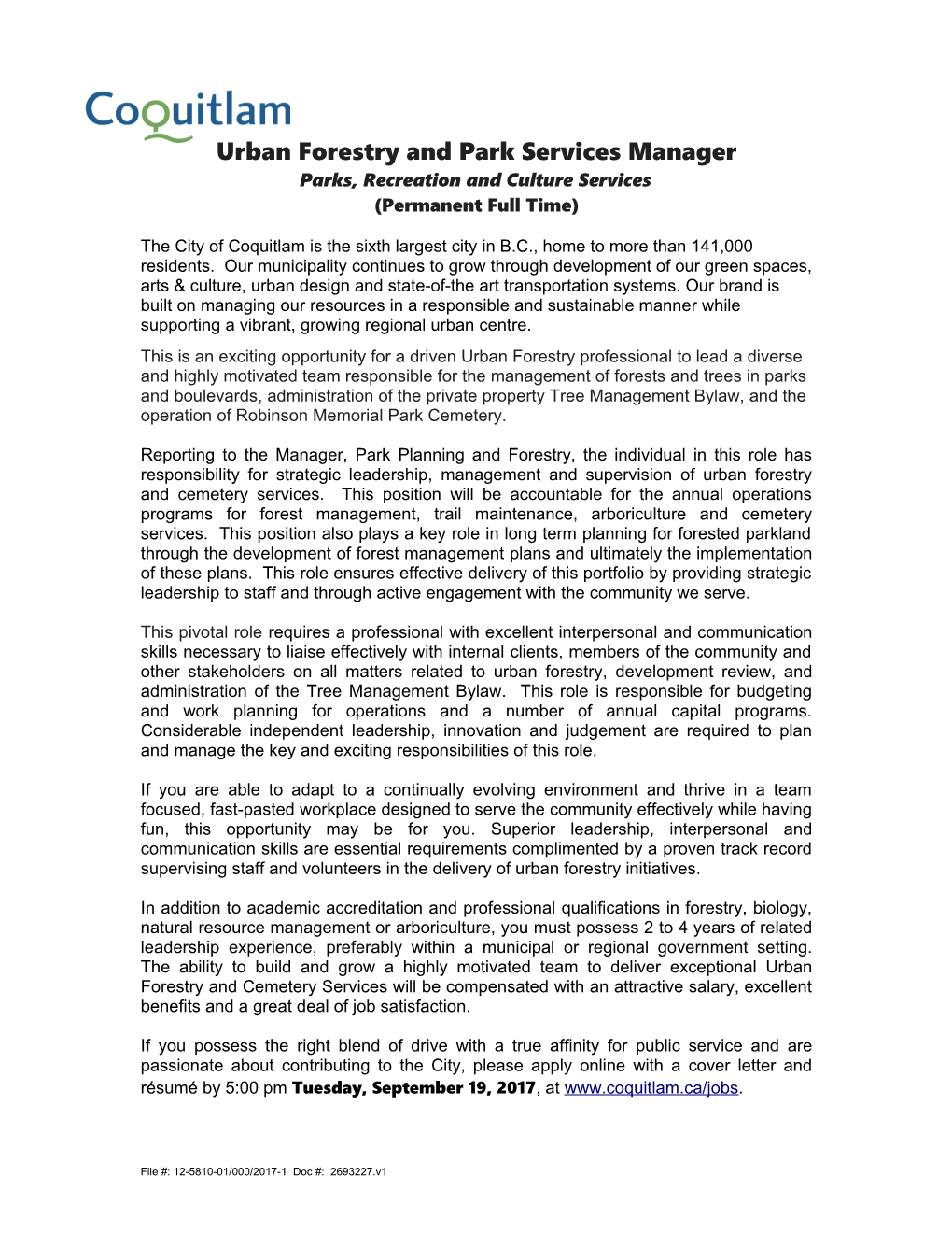 Leisure & Parks Management Opportunities To