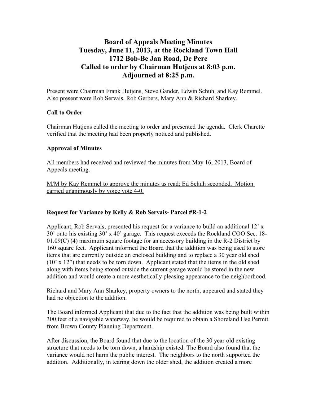 April 30, 2005 Town Board Meeting Minutes