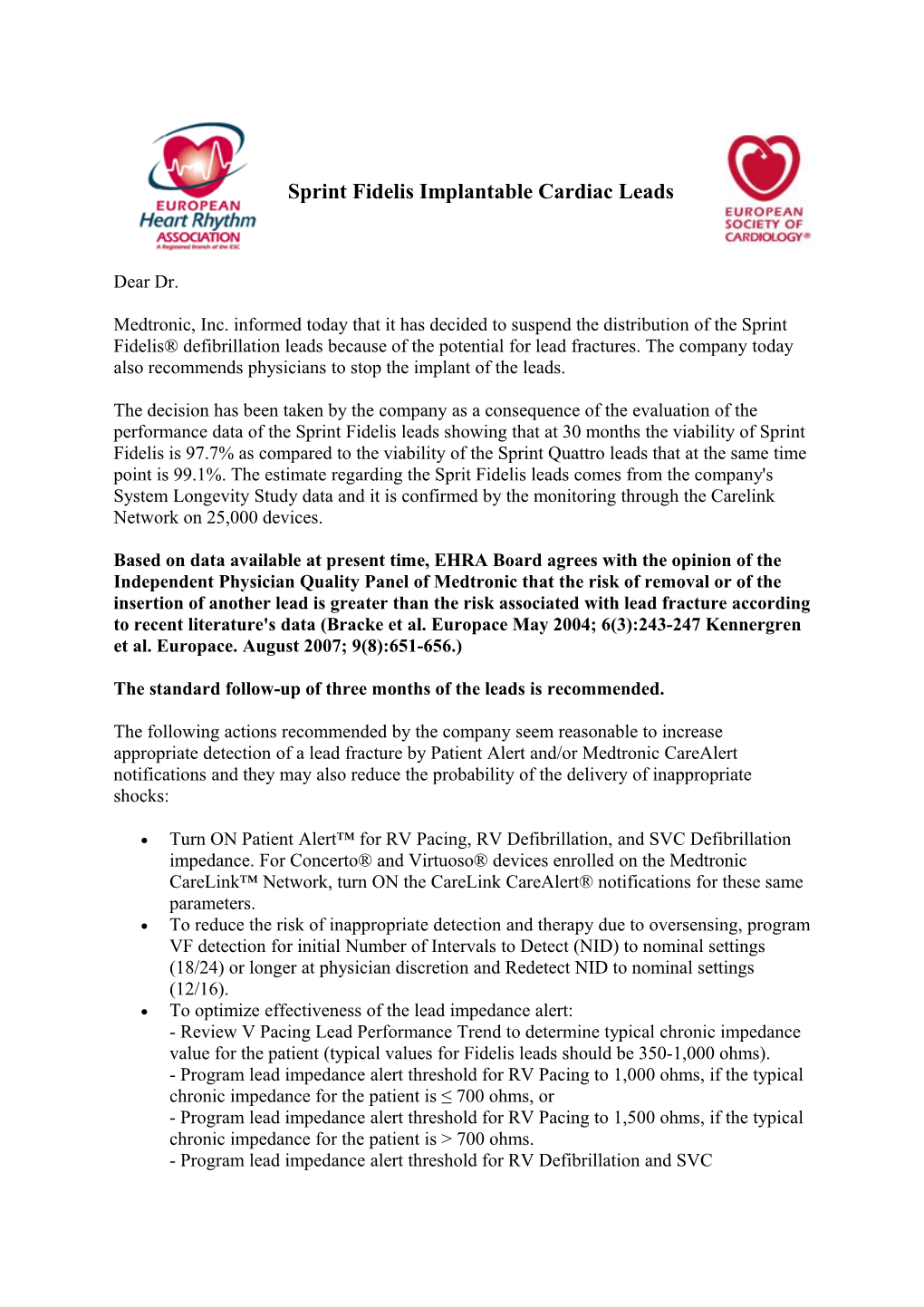 Turn on Patient Alert for RV Pacing, RV Defibrillation, and SVC Defibrillation Impedance