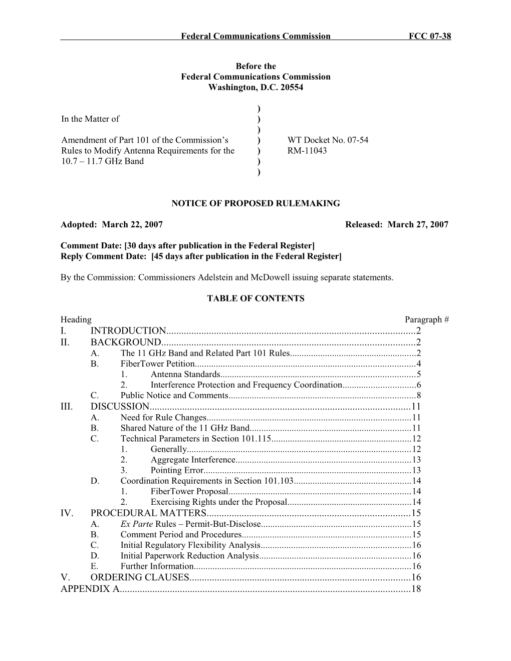 Federal Communications Commissionfcc 07-38