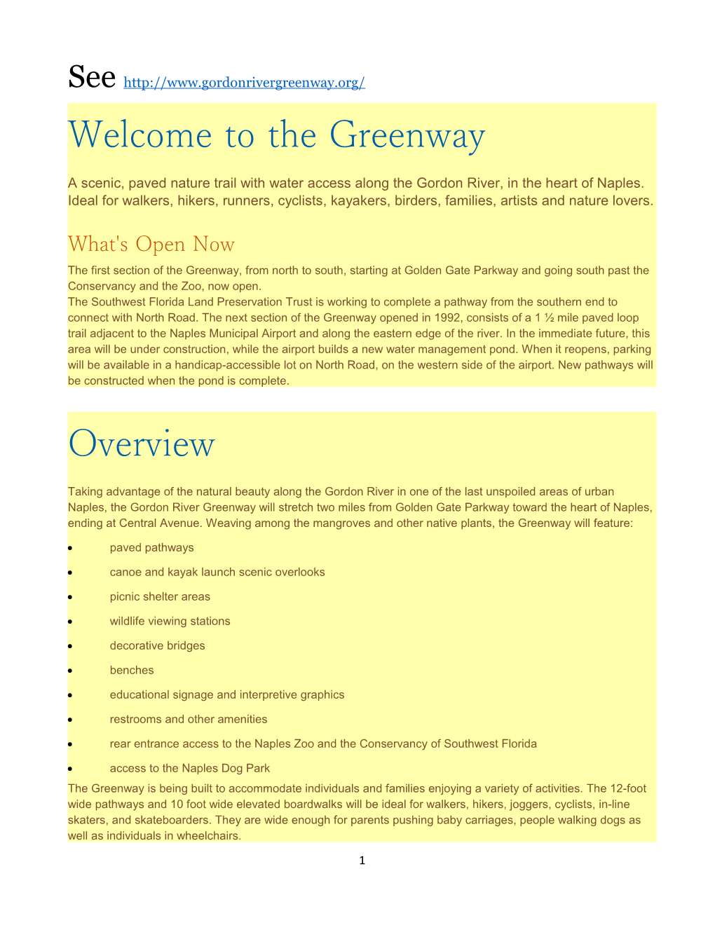 Welcome to the Greenway