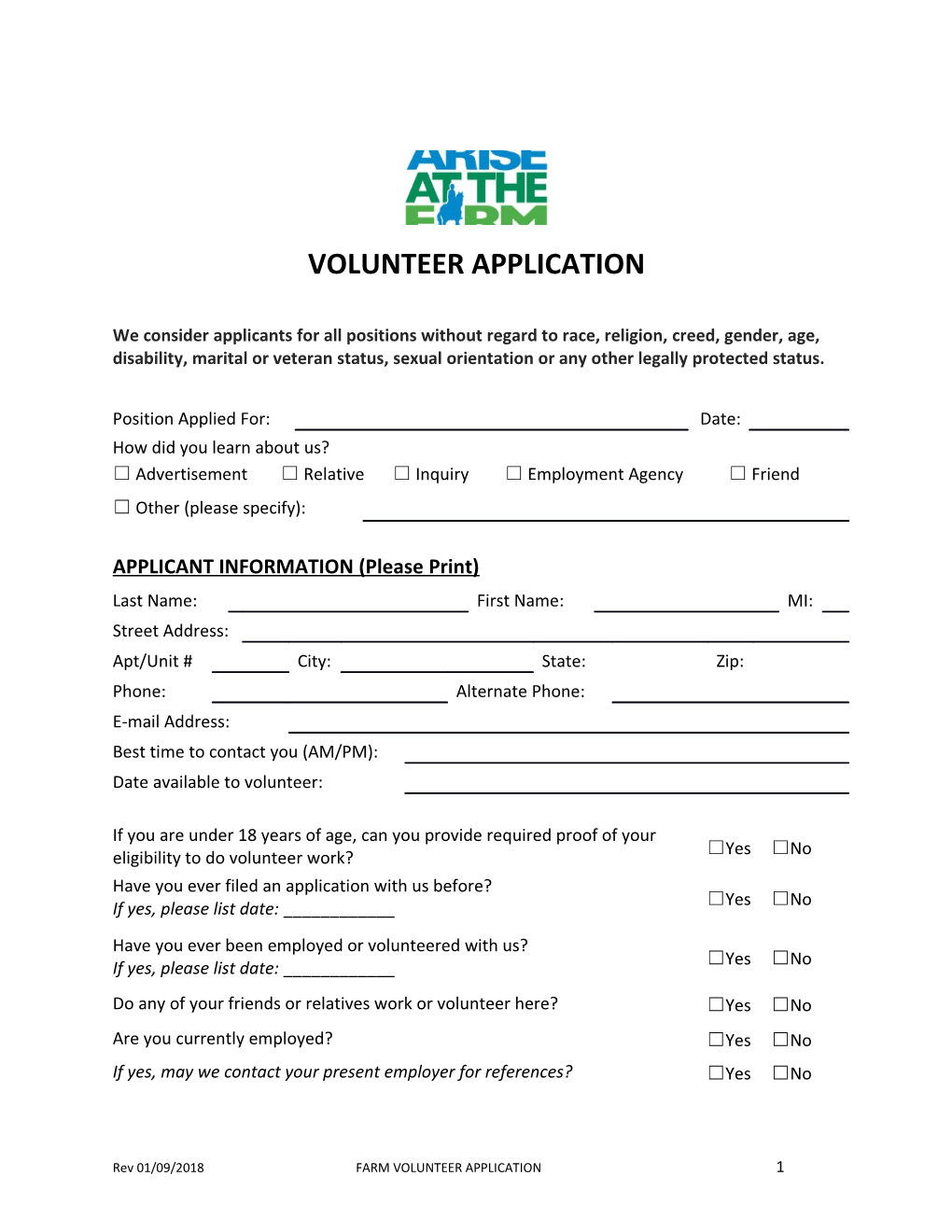 APPLICANT INFORMATION (Please Print)