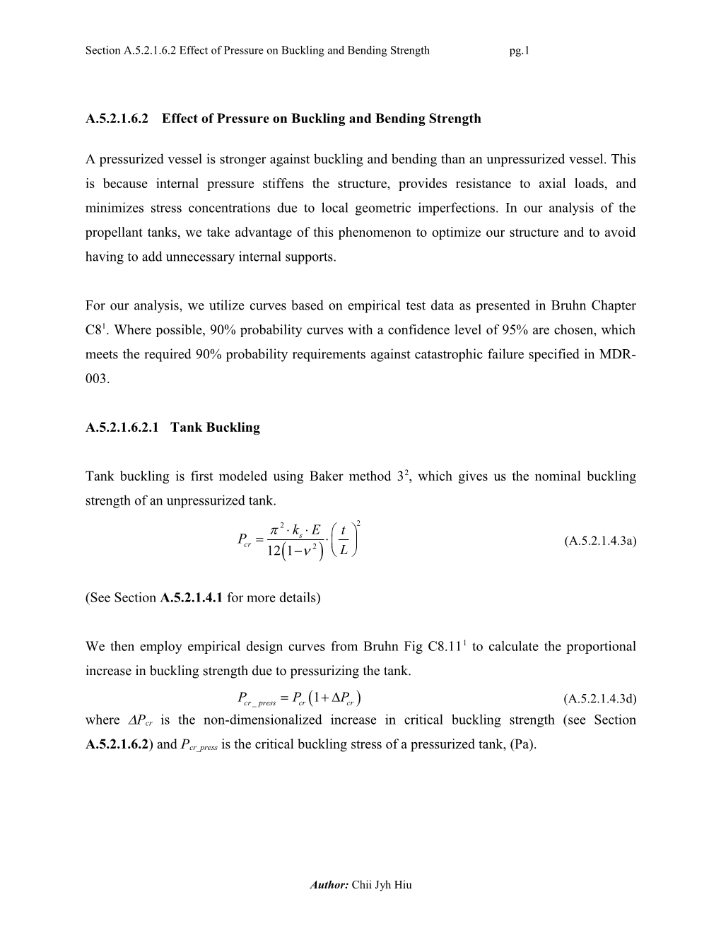 Section A.5.2.1.6.2 Effect of Pressure on Buckling and Bending Strength Pg.1