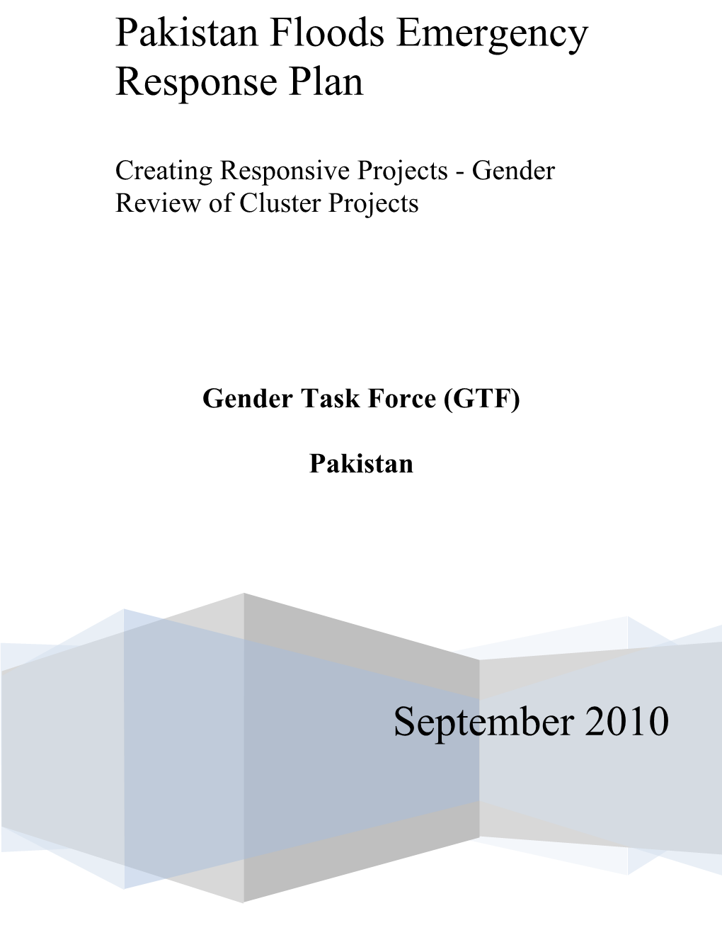 Pakistan Floods Gender Marker Report