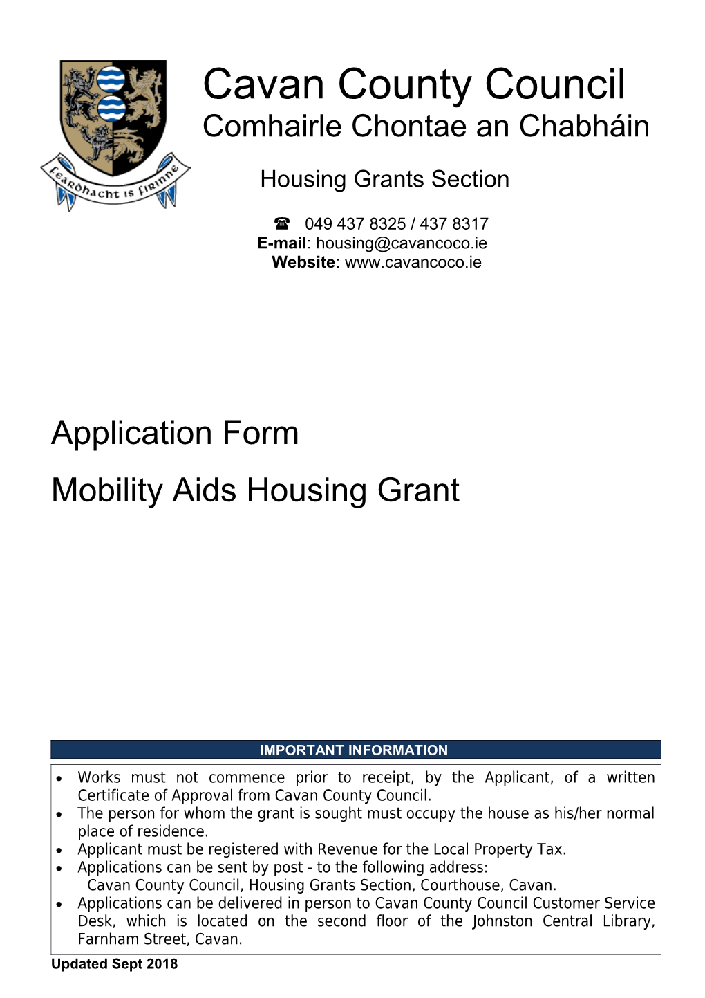 Mobility Aids Housing Grant