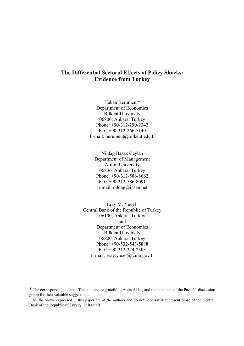 The Differential Sectoral Effects of Policy Shocks