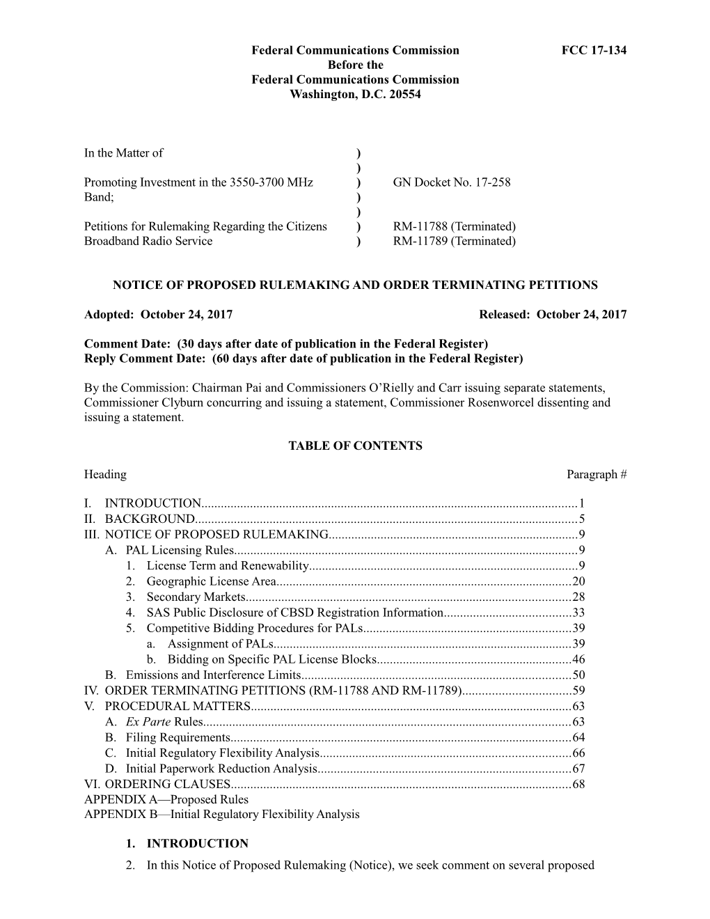 Federal Communications Commissionfcc 17-134