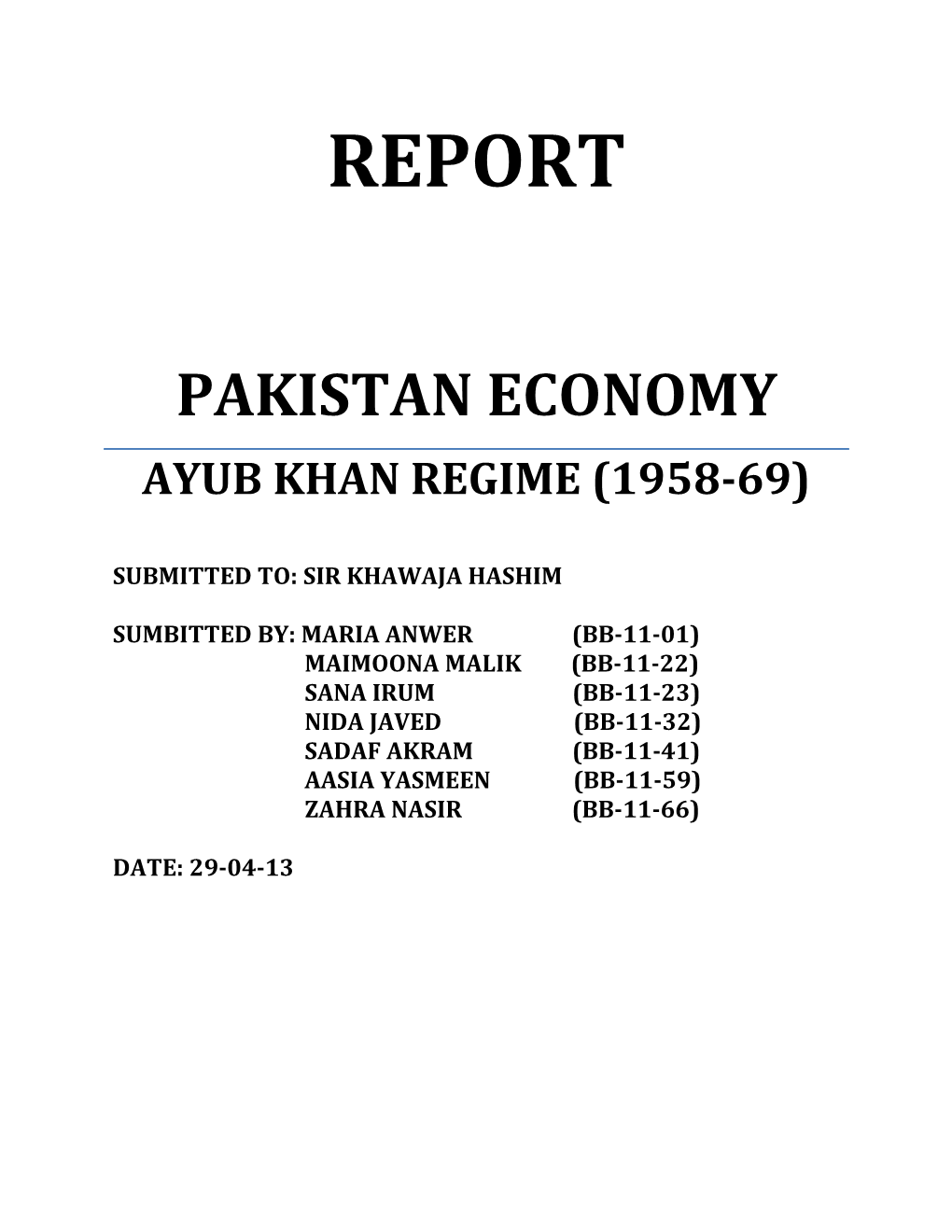 Early History of Ayub Khan