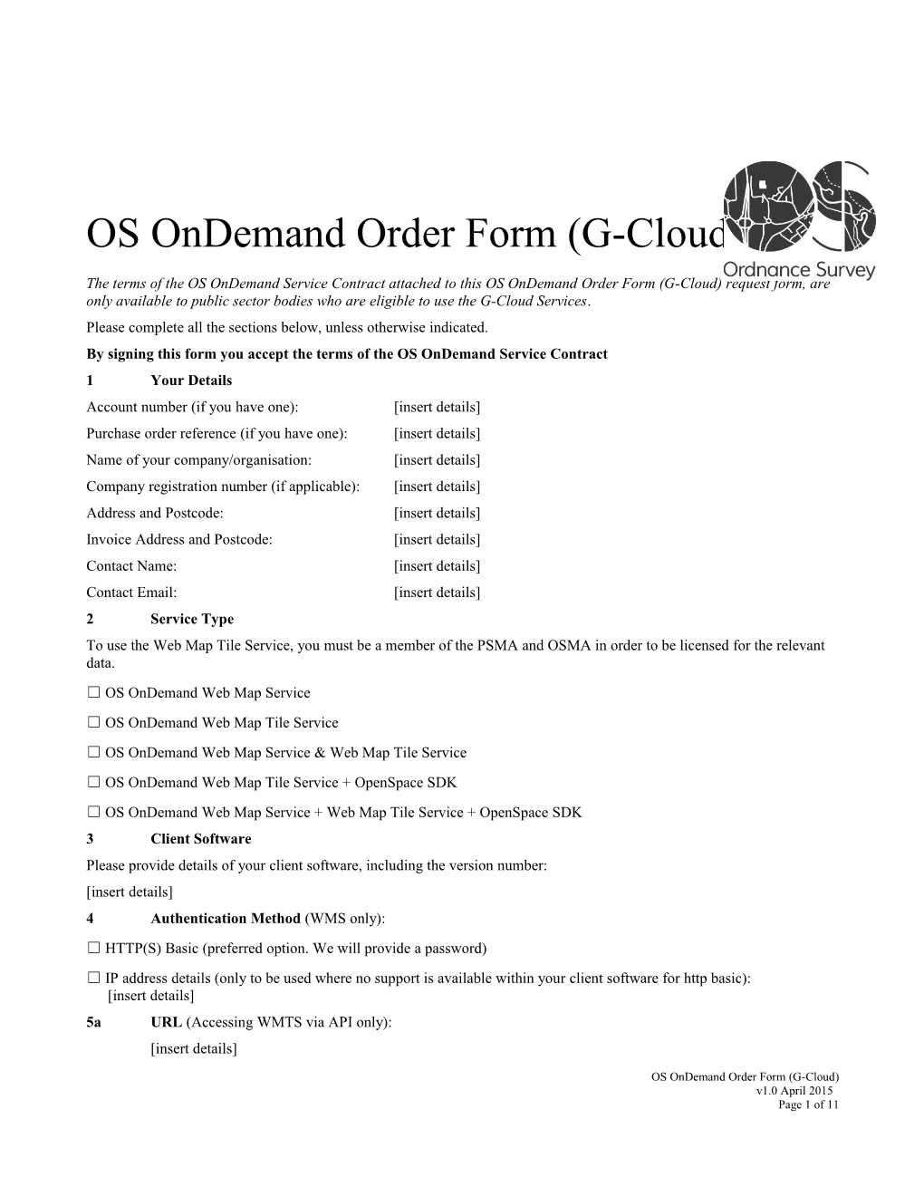 OS Ondemand Order Form (G-Cloud)