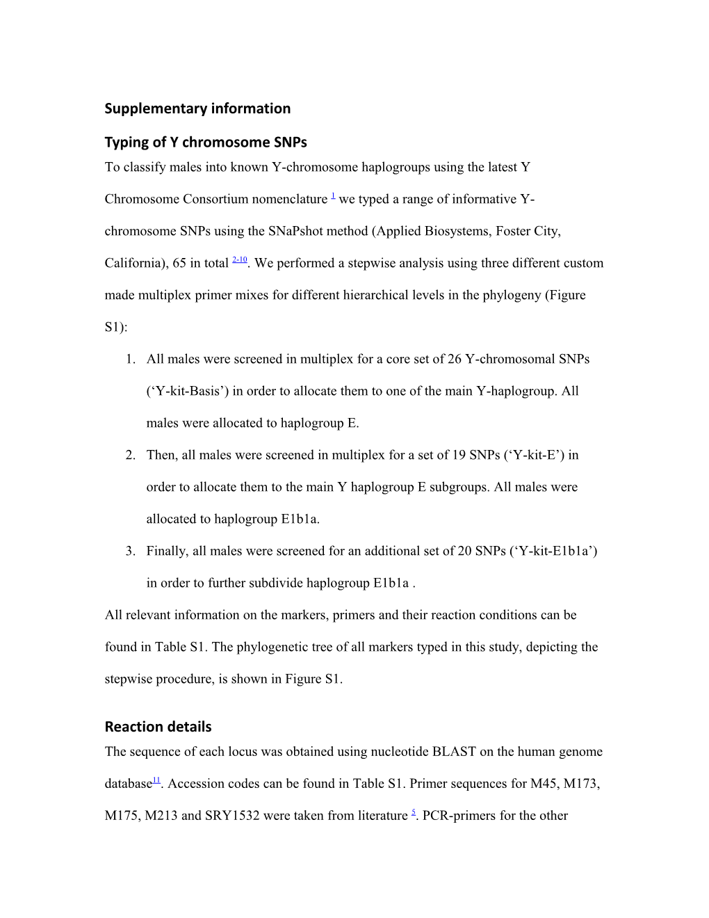 A Range of Informative Y Chromosome Snps Was Typed Using the Snapshot Method, Which Uses