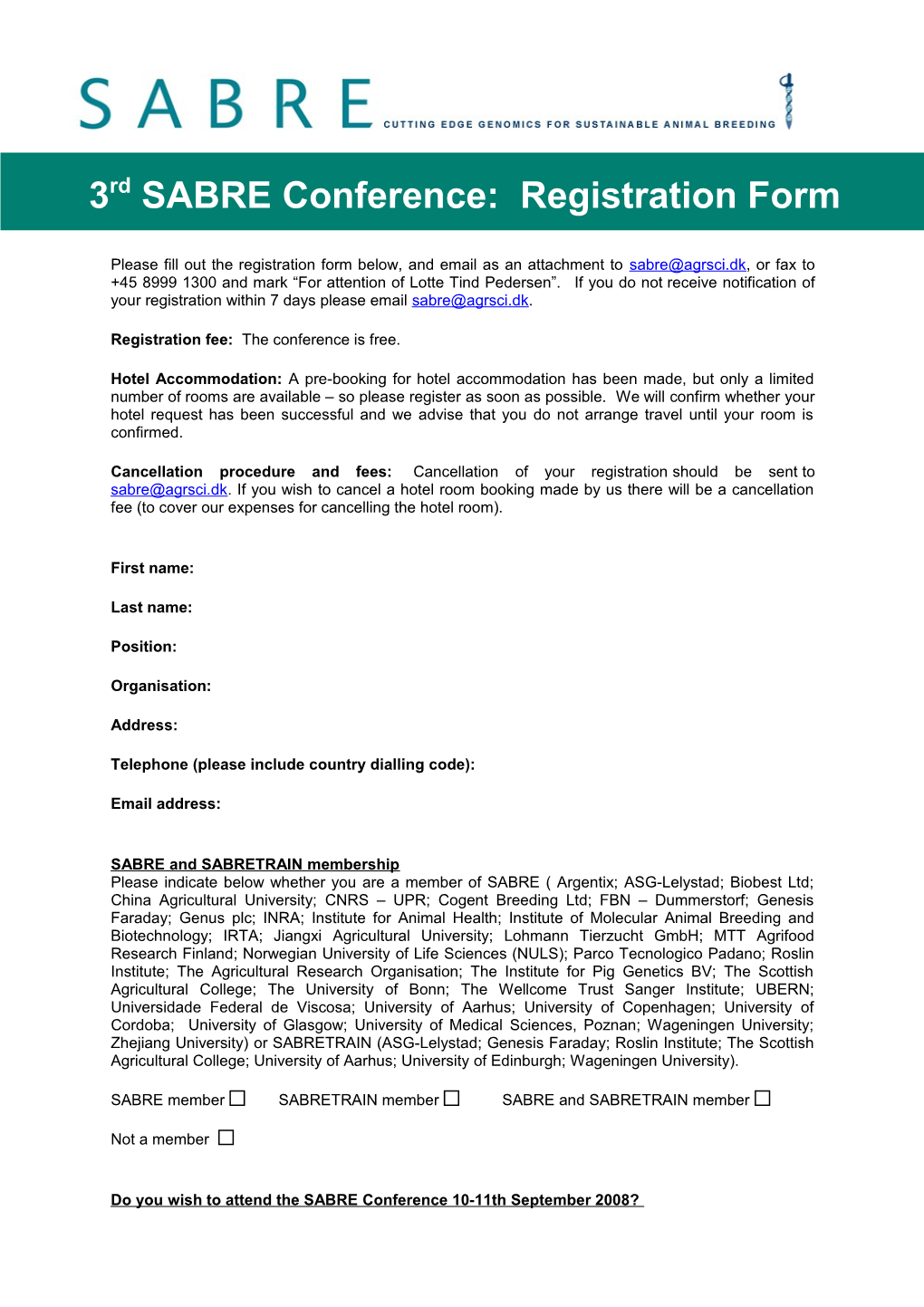 3Rd SABRE Conference