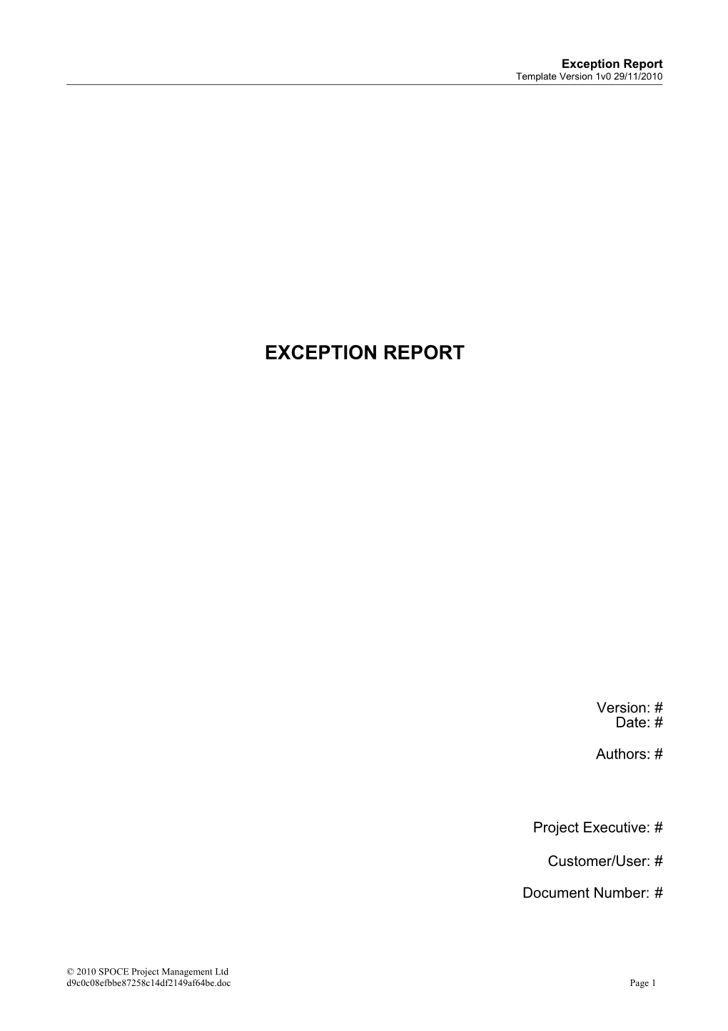 Exception Report