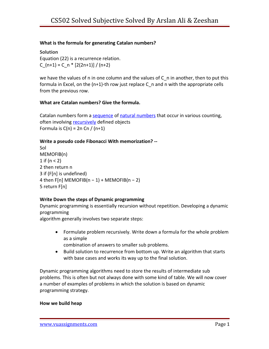 CS502 Solved Subjective Solved by Arslan Ali & Zeeshan