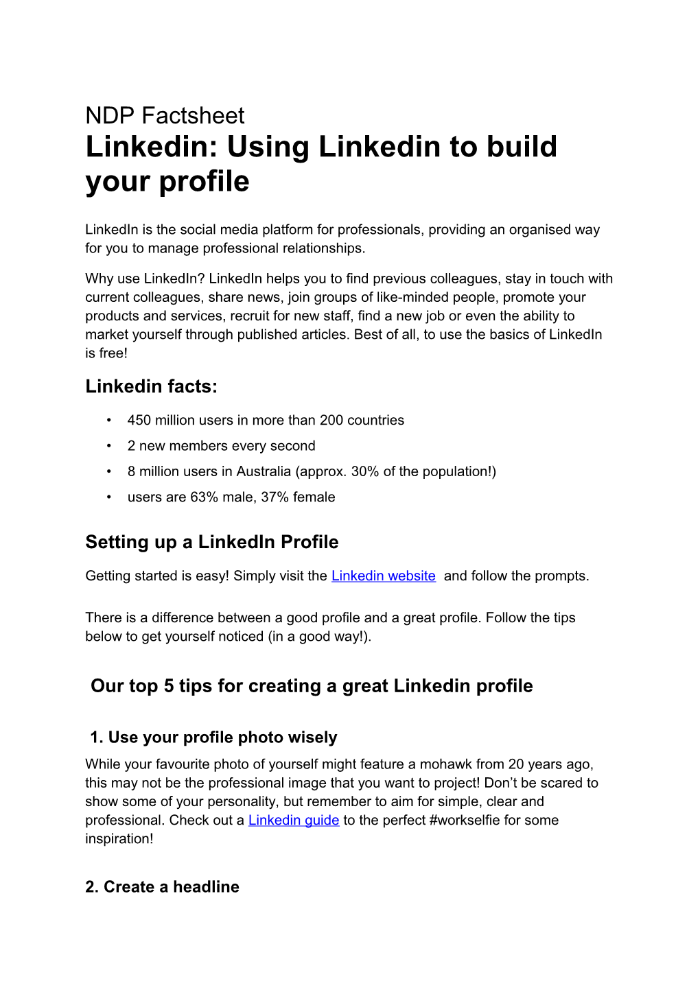 Linkedin: Using Linkedin to Build Your Profile