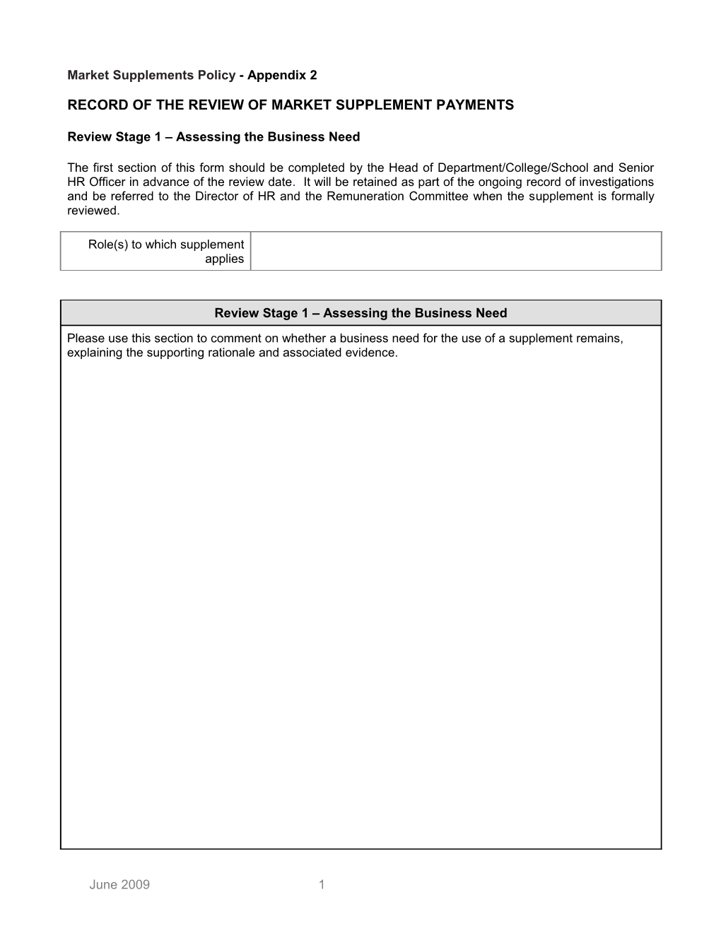 Review Stage 1 Assessing the Business Need