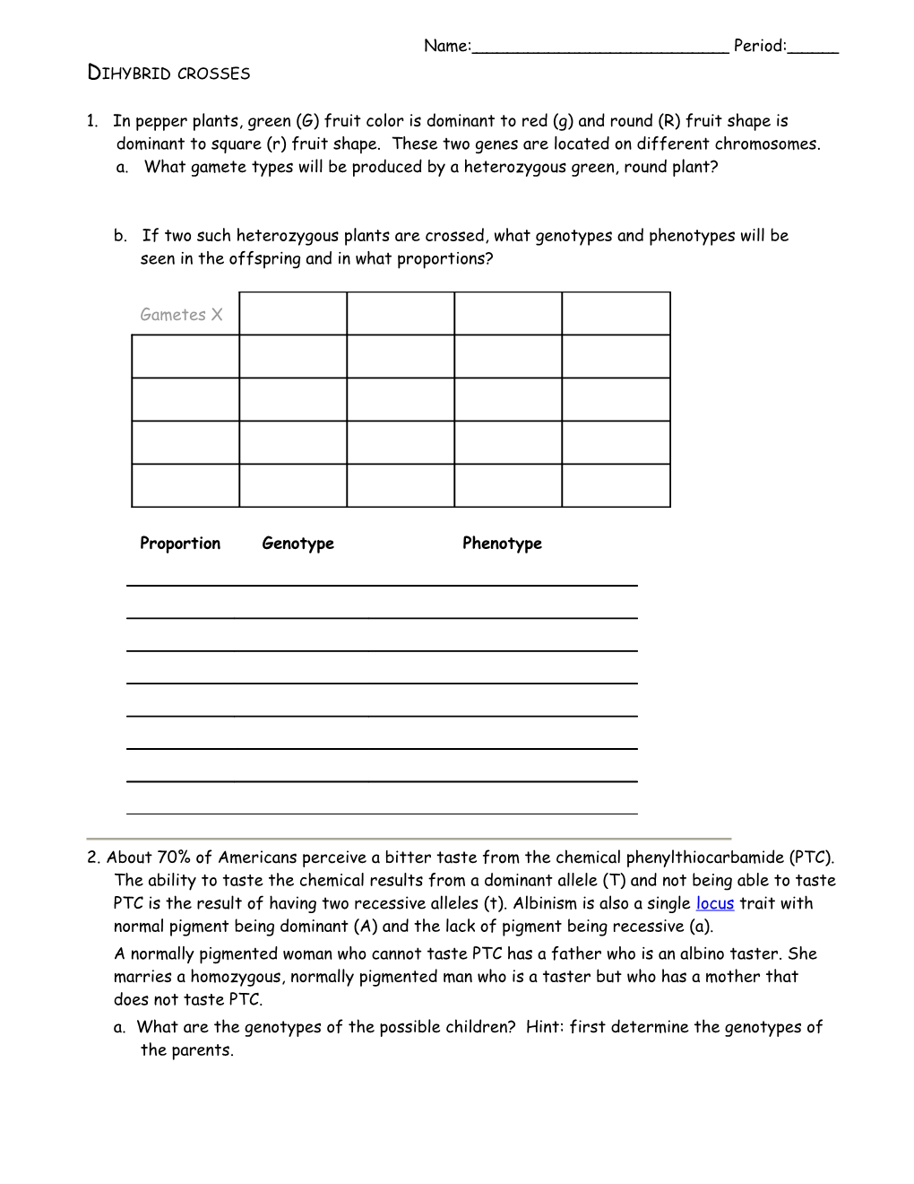 Genetics Practice Problems #7