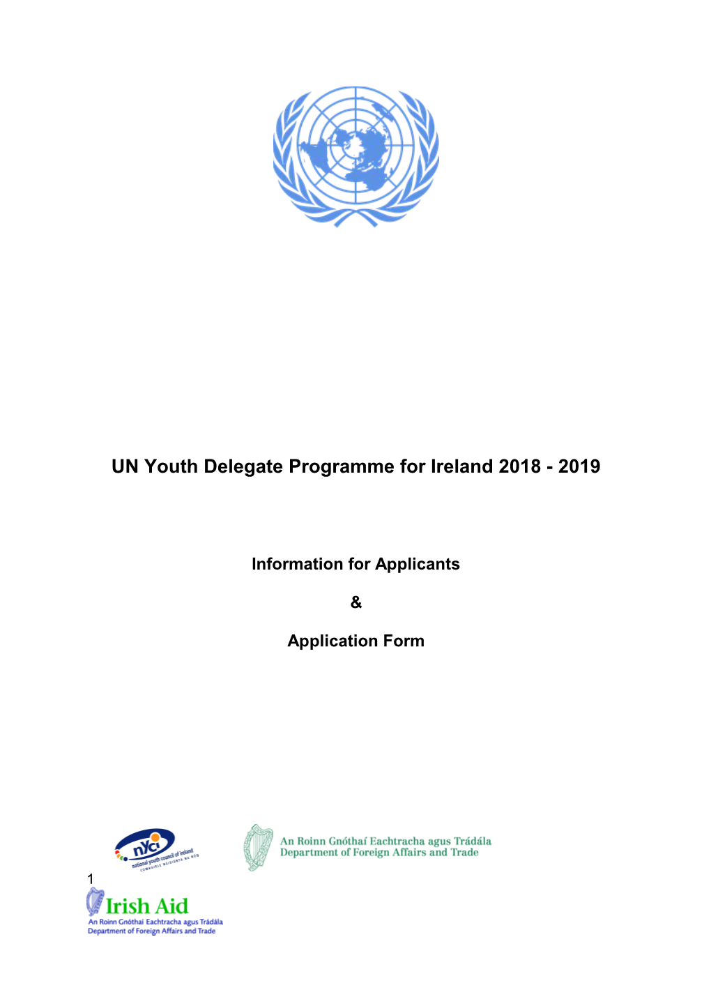 UN Youth Delegate Programme for Ireland 2018 - 2019