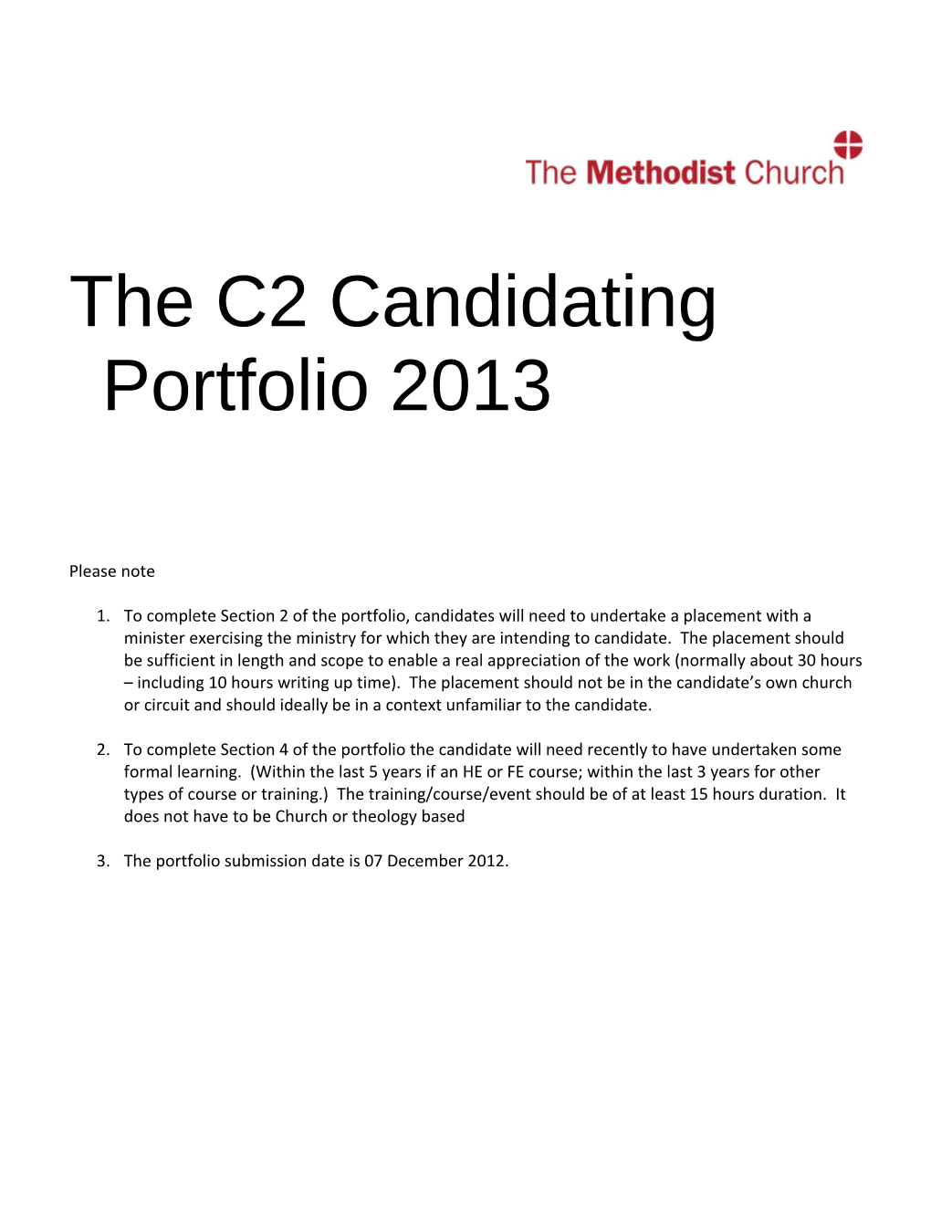 The C2: Candidating Portfolio 2013