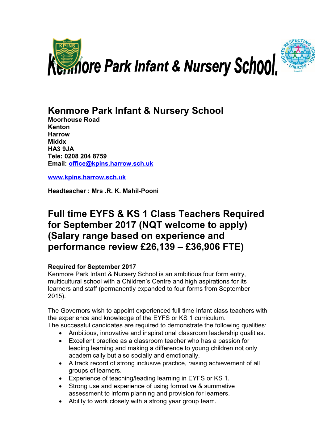 Kenmore Park Infant & Nursery School