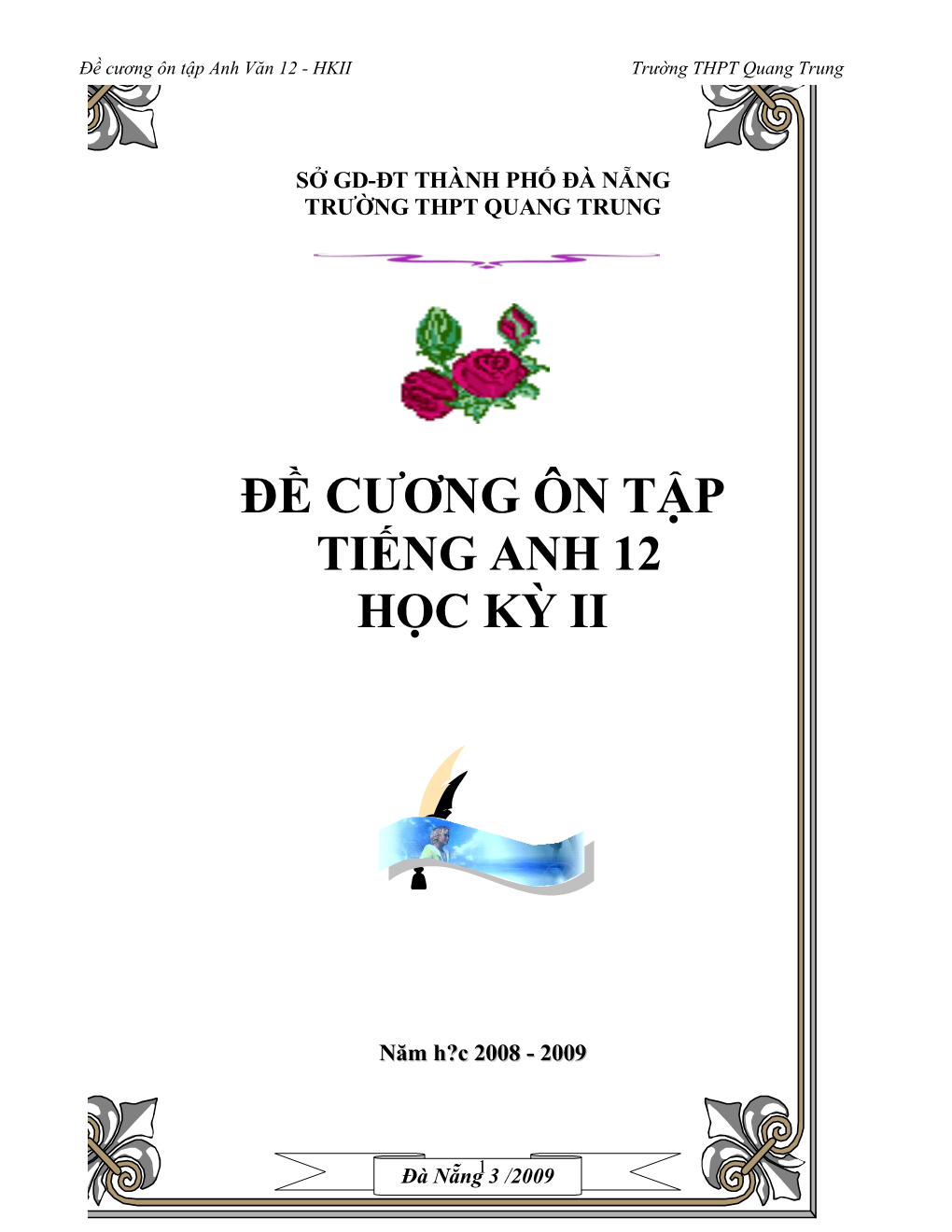 Đề Cương Ôn Tập Anh Văn 12 - HKII Trường THPT Quang Trung