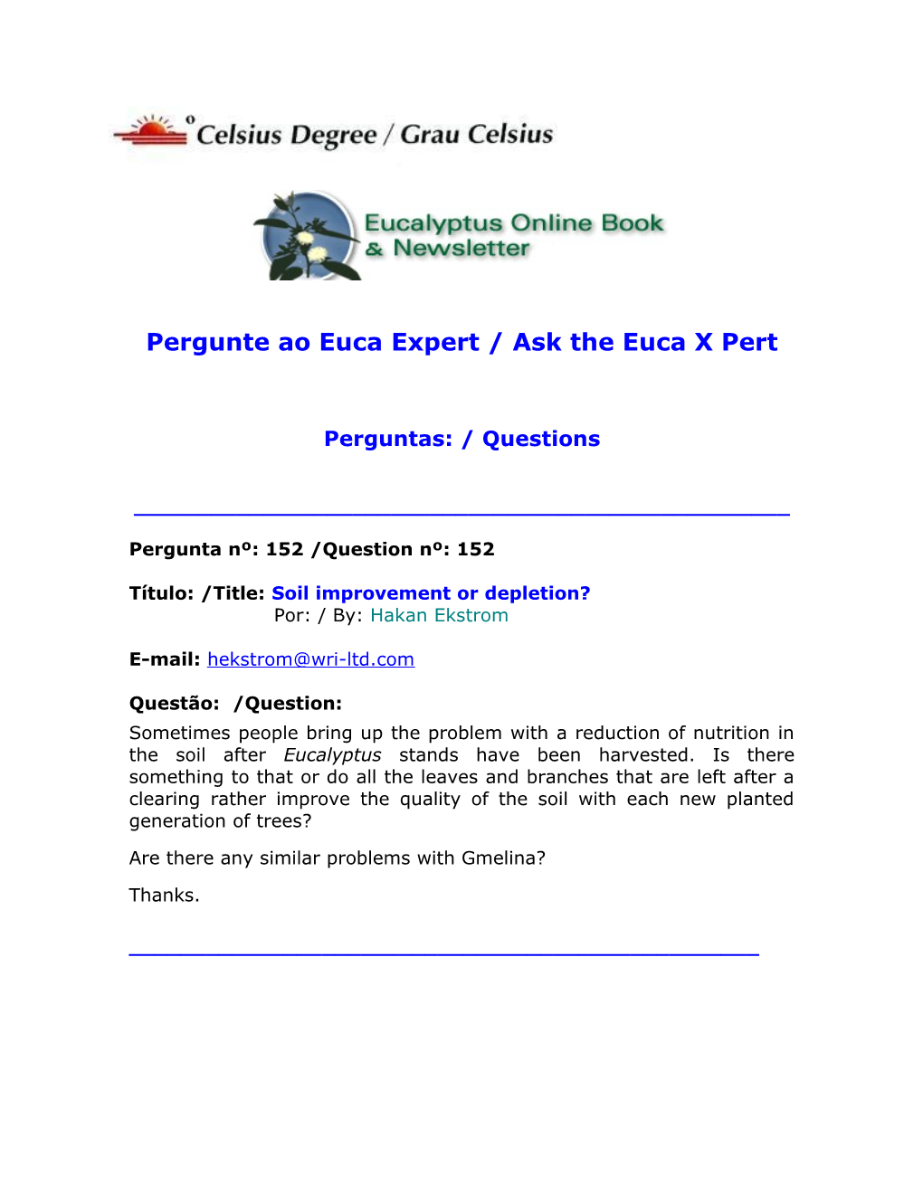 EUCALYPTUS ONLINE BOOK & Newsletter