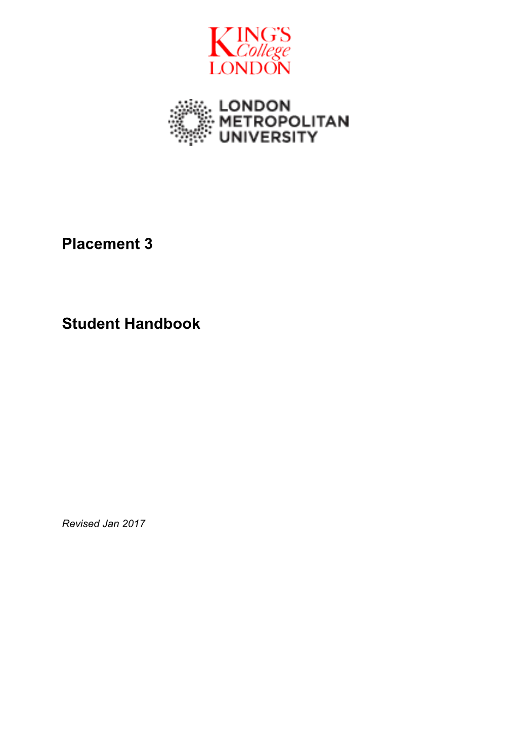 Placement 1 Student Handbook 2011 - 2012