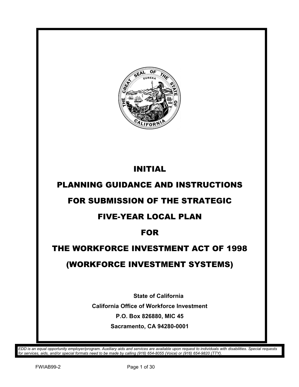 Planning Guidance and Instructions