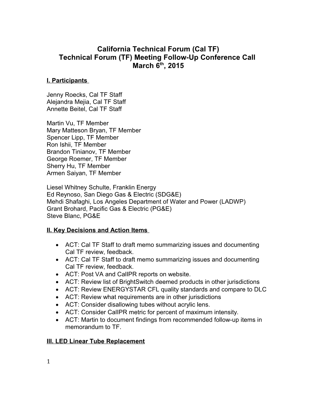 California Technical Forum (Cal TF)