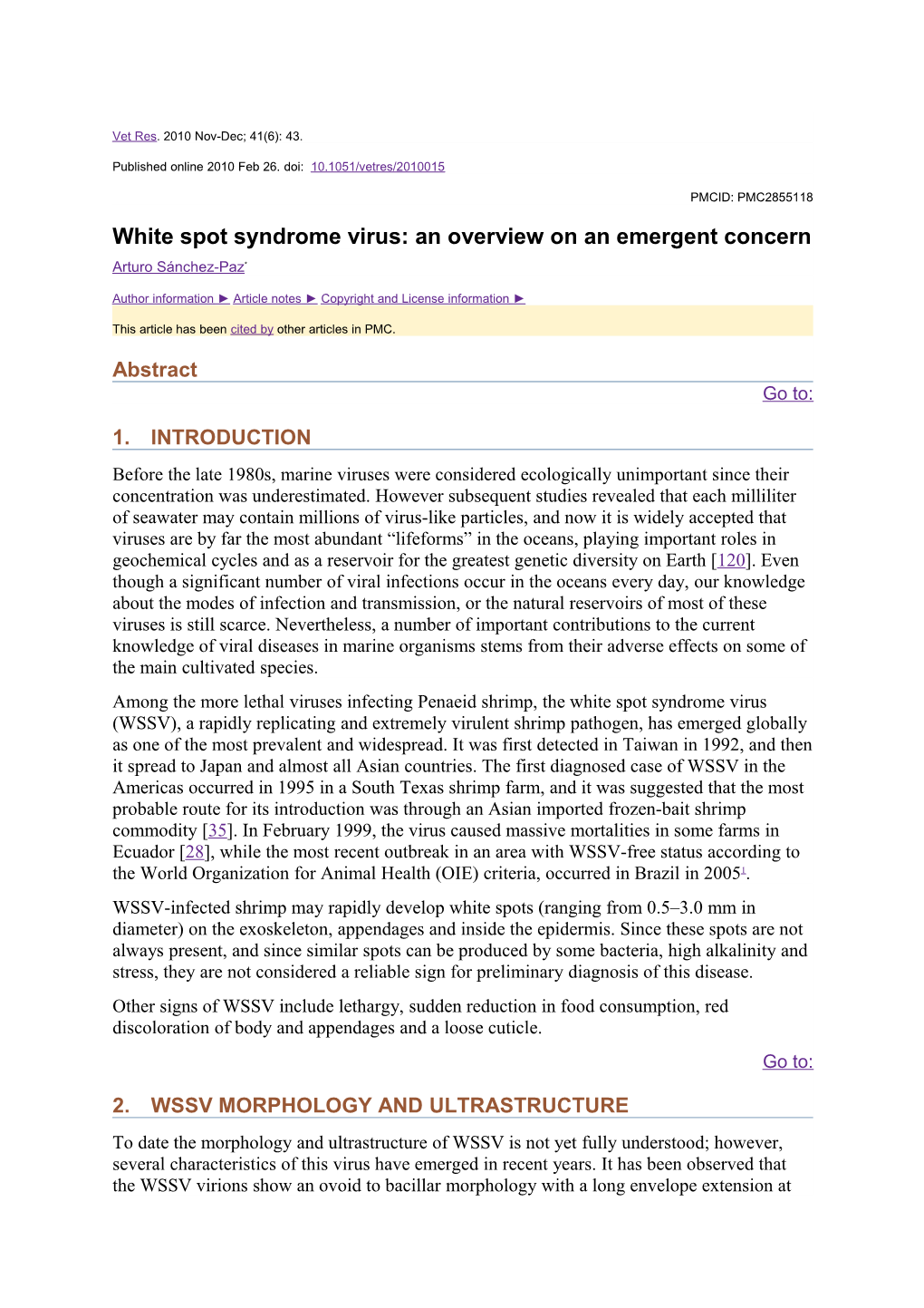 White Spot Syndrome Virus: an Overview on an Emergent Concern