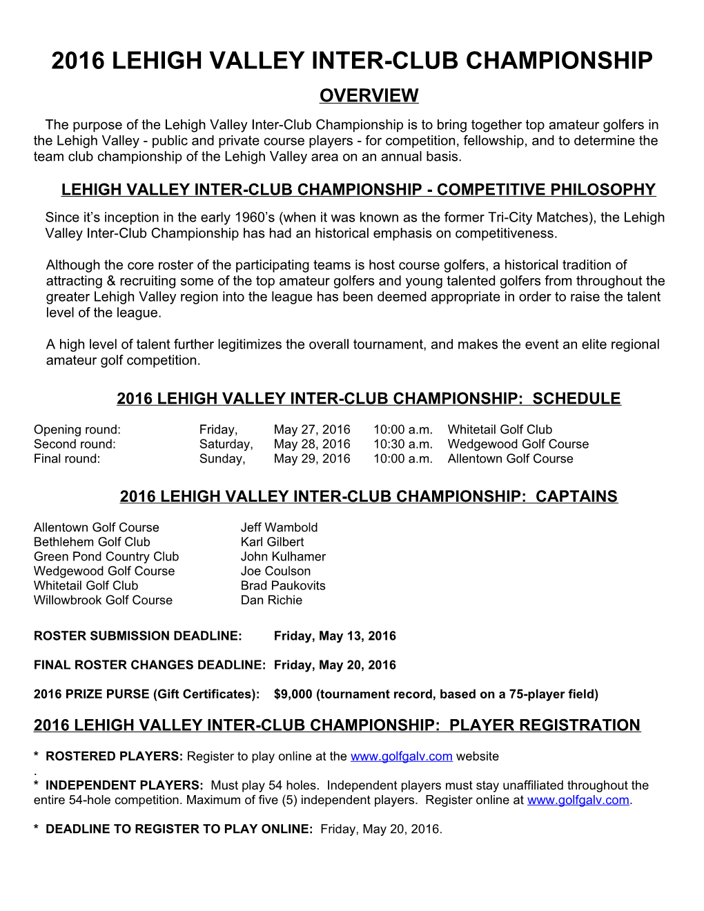 2009 Lehigh Valley Inter-Club Championship