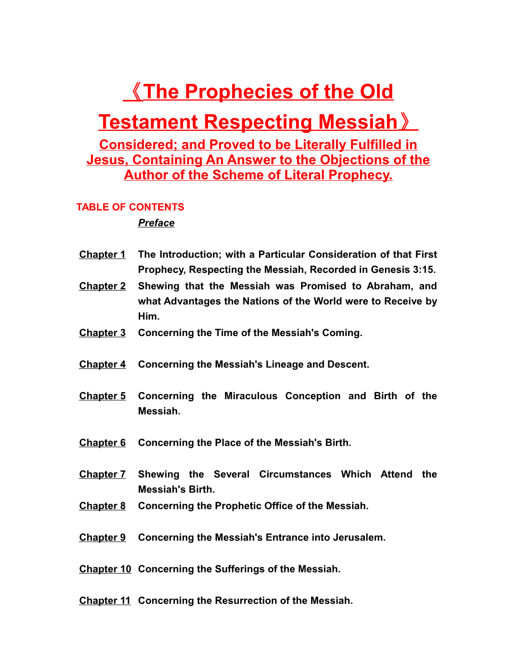 The Prophecies of the Old Testament Respecting Messiah