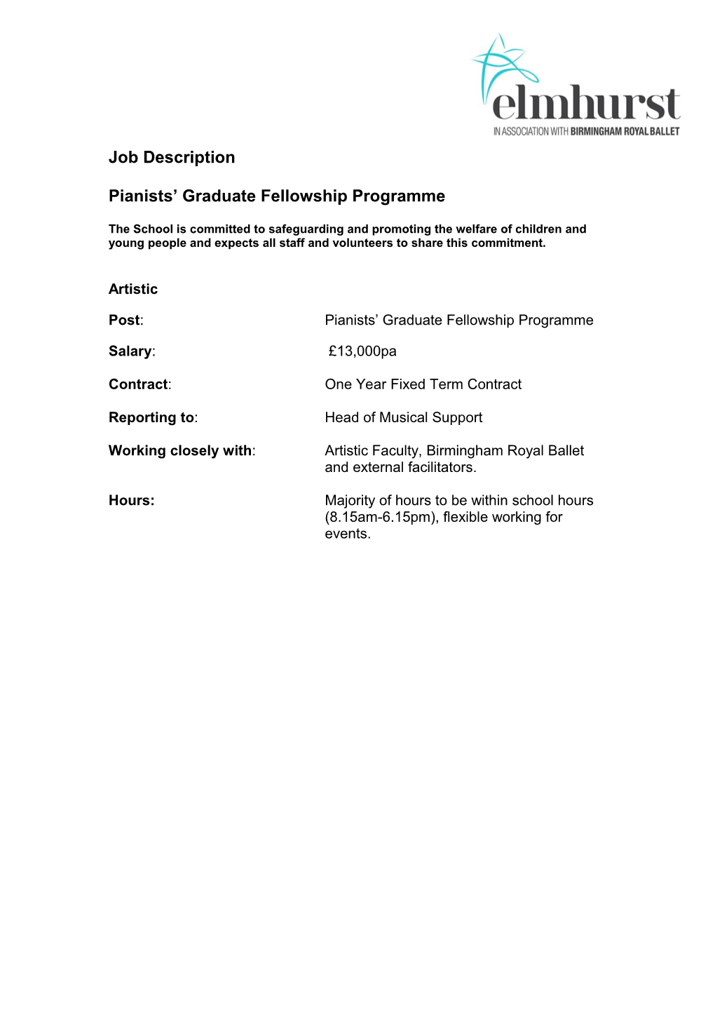 Pianists Graduate Fellowship Programme