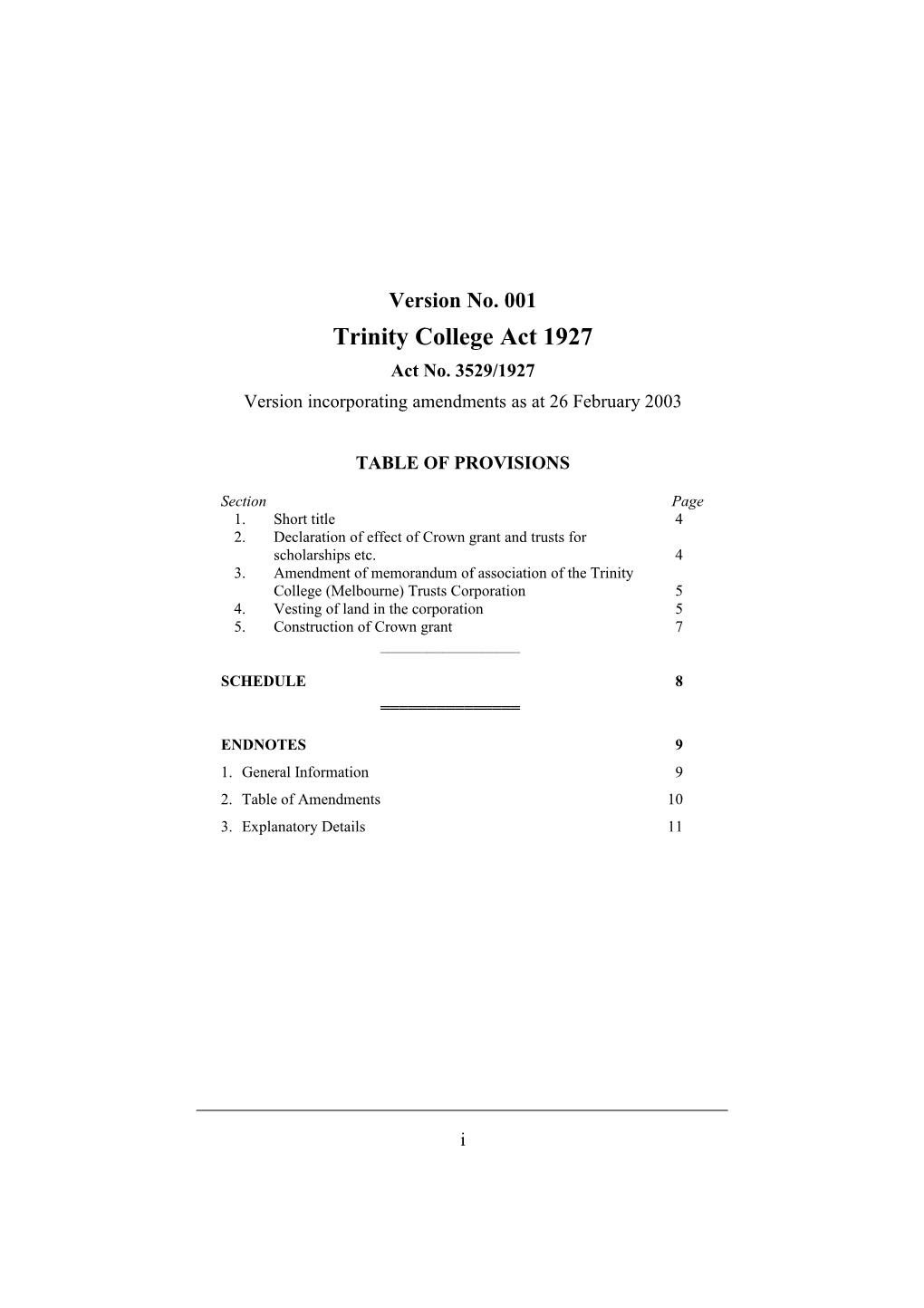Trinity College Act 1927