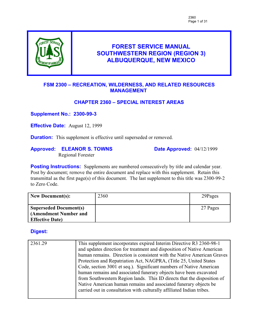 Fsm 2300 Recreation, Wilderness, and Related Resources Management