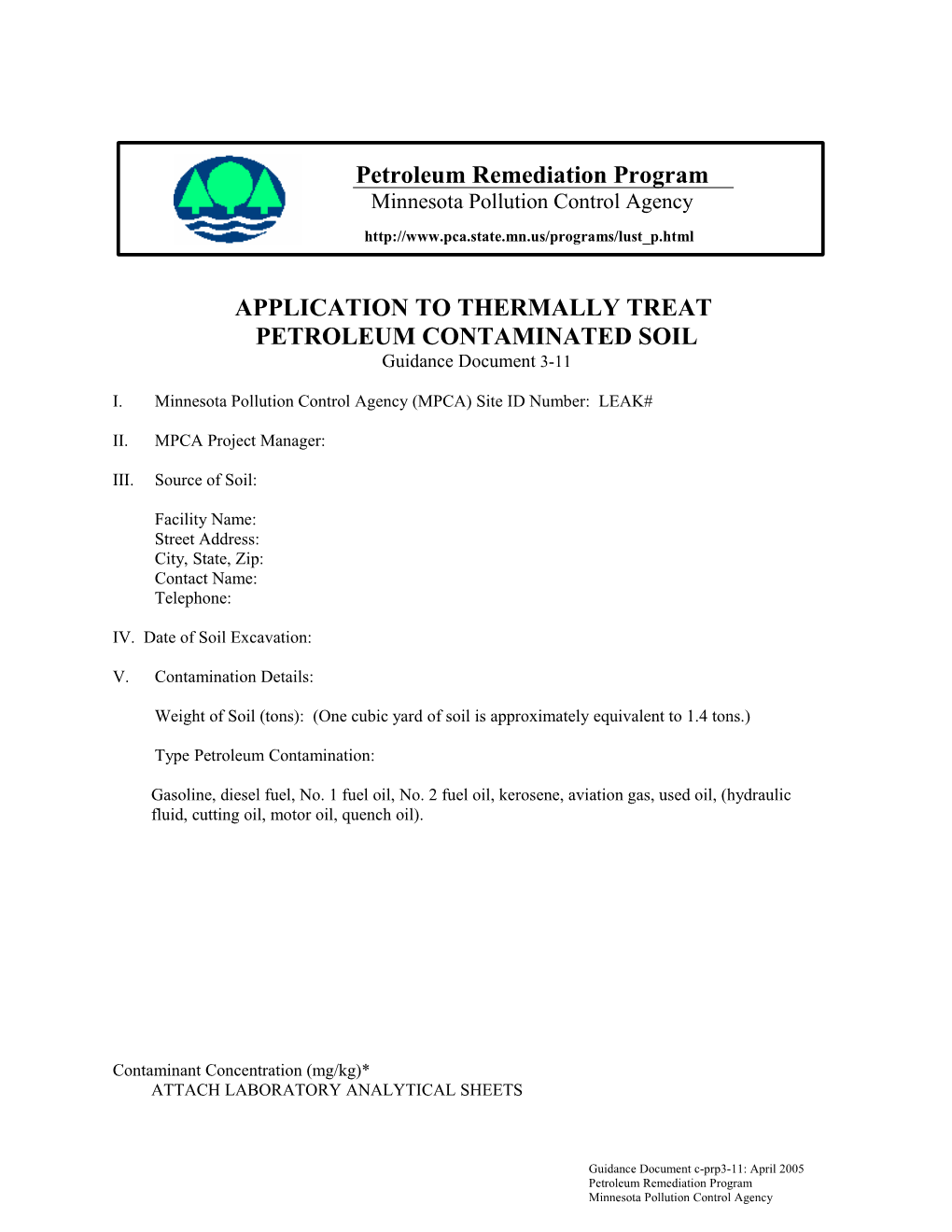 Application to Thermally Treat Petroleum Contaminated Soil
